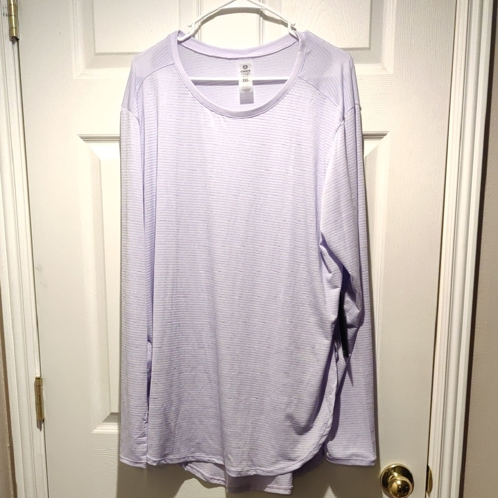 Mono B Lavender Long Sleeve Top With High Side Slits